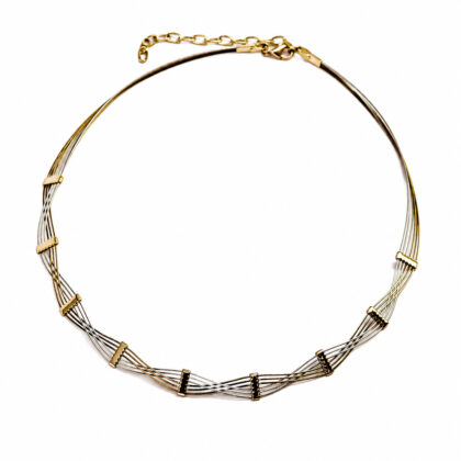 9ct Two-Tone Gold Multi-Strand Woven Necklace | 40-45cm | 7.9g | Hallmarked 375 #70242