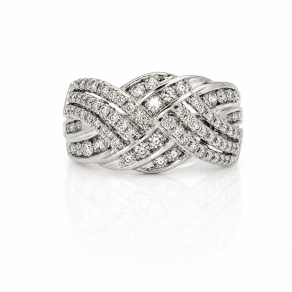 9ct White Gold Diamond Multi-Row Crossover Ring | 1.00ct TDW approx. | Size M | 11mm | 5.7g #70041