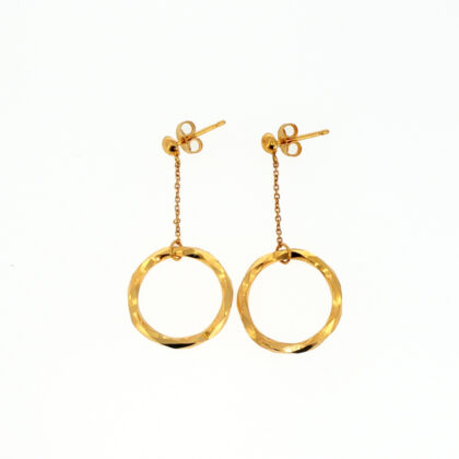 9ct Yellow Gold Diamond-Cut Circle Drop Earrings | 38mm Drop | Hallmarked 375 | 1.5g #70295