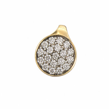 9ct Yellow Gold Pavé Diamond Disc Pendant | Hallmarked 375 #70596