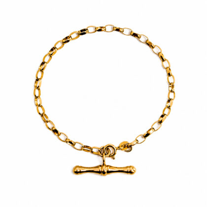 9ct Yellow Gold T-Bar Belcher Bracelet | Italian | 18cm | T-Bar 27mm | Hallmarked 375 Italy | 2.8g #70321
