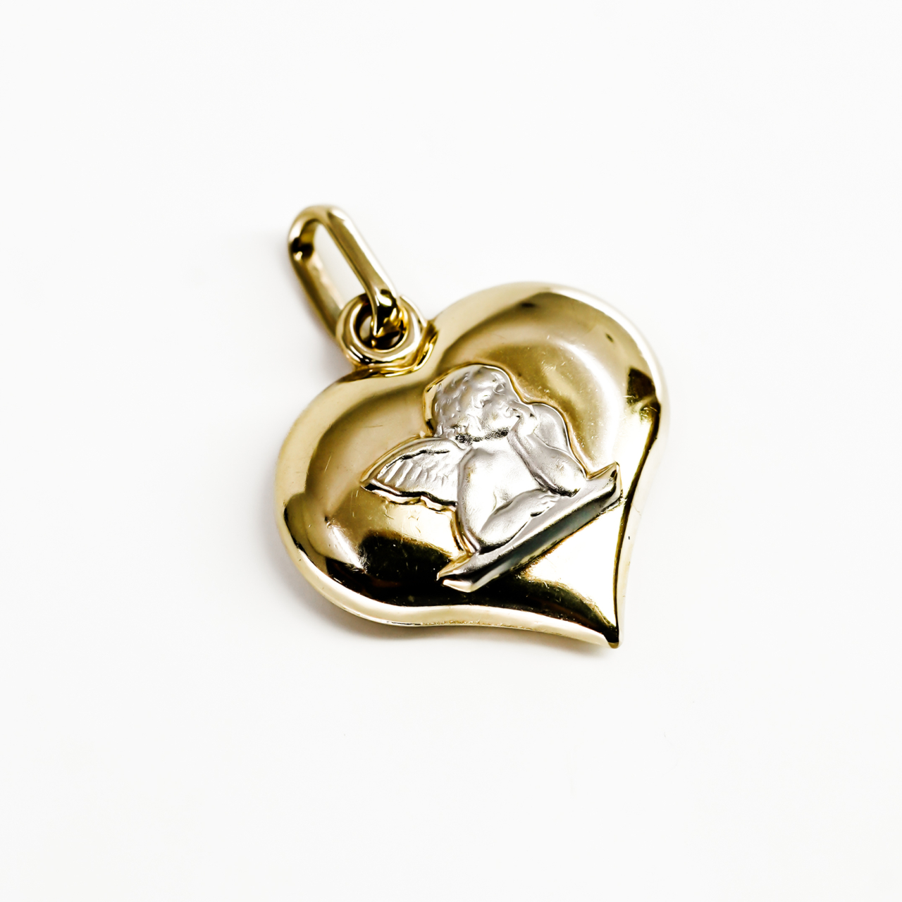 9ct Yellow Gold Two-Tone Cherub Heart Pendant | 16mm | 0.8g #70246 9ct Yellow Gold Two-Tone Cherub Heart Pendant | 16mm | 0.8g #70246 - Image 2