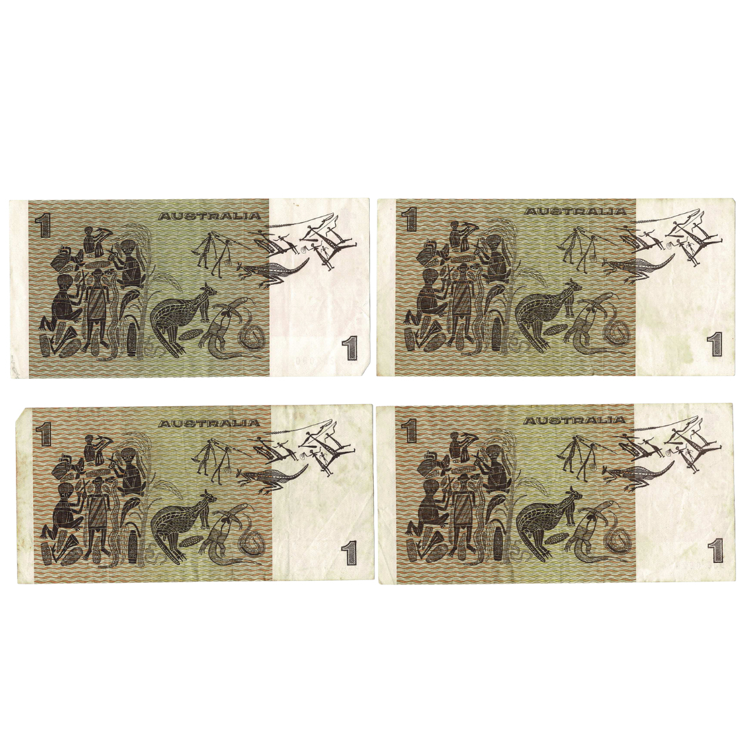 Australian $1 Banknotes x4 | Johnston/Stone Signatures | Early 1980s | Circulated #69833-4 Australian $1 Banknotes x4 | Johnston/Stone Signatures | Early 1980s | Circulated #69833-4 - Image 2