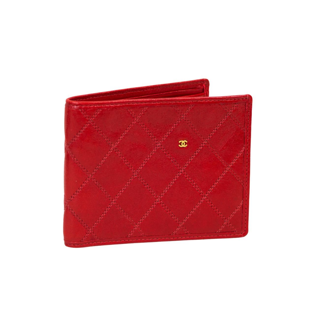 Chanel Classic Quilted Bifold Wallet | Red Lambskin | With Card & Box #70417 Chanel Classic Quilted Bifold Wallet | Red Lambskin | With Card & Box #70417 - Image 3