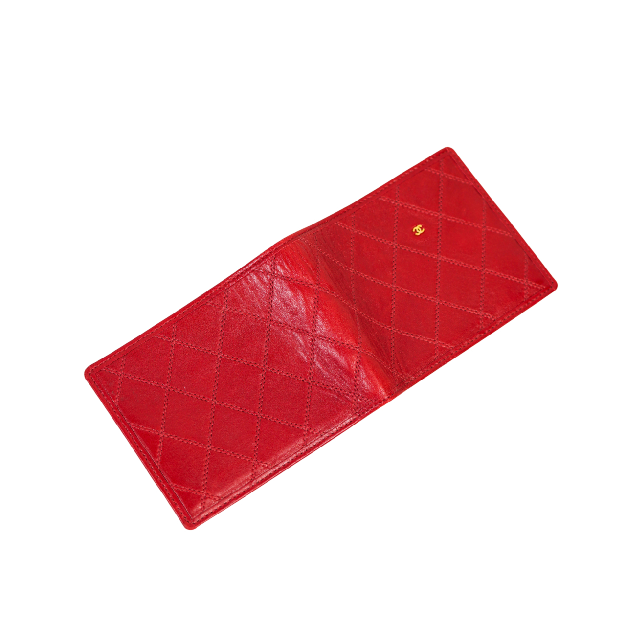Chanel Classic Quilted Bifold Wallet | Red Lambskin | With Card & Box #70417 Chanel Classic Quilted Bifold Wallet | Red Lambskin | With Card & Box #70417 - Image 4