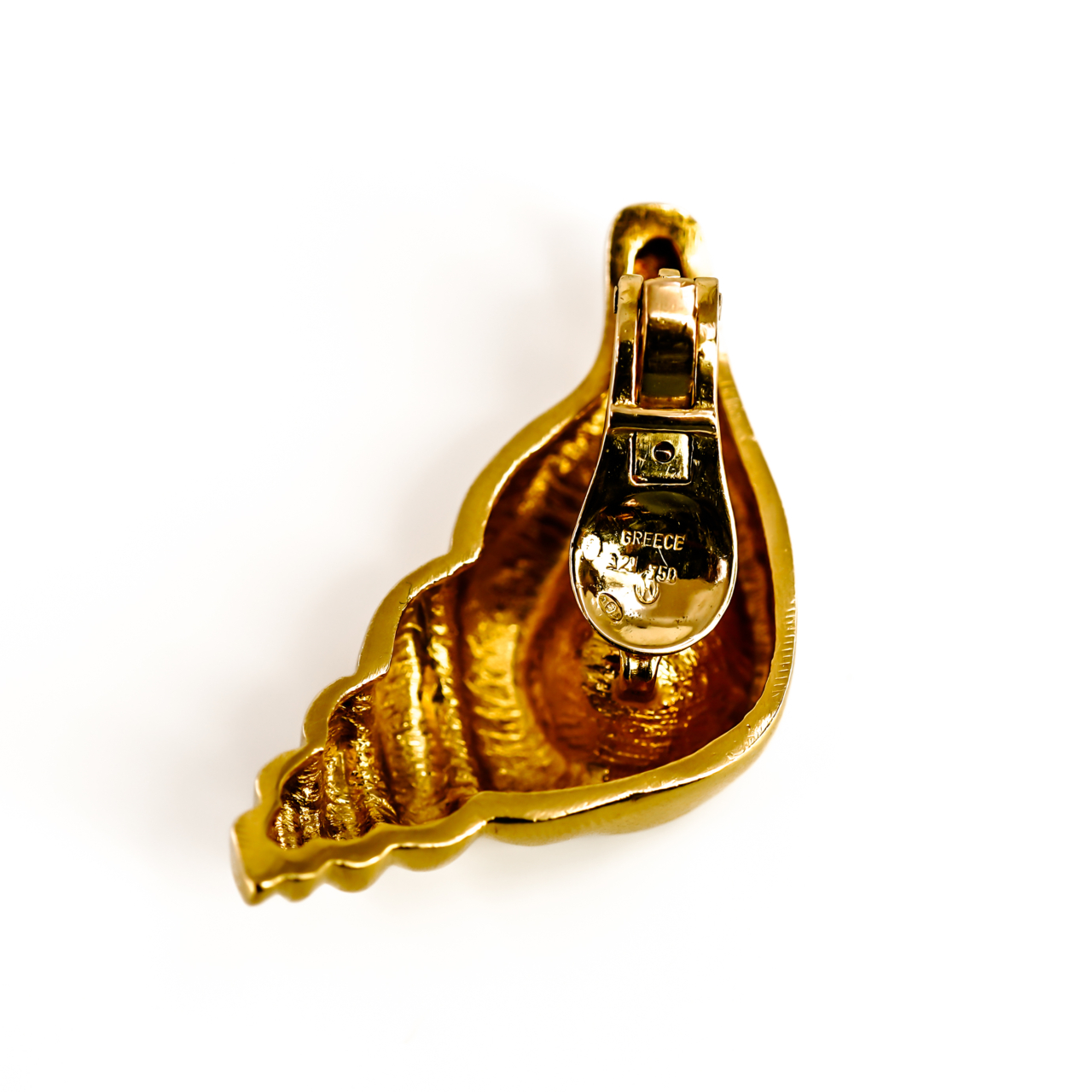 Ilias Lalaounis 18ct Gold Seashell Earrings | Yellow Gold | Hallmarked Greece 750 | c.1979 | 27.4g #70174 Ilias Lalaounis 18ct Gold Seashell Earrings | Yellow Gold | Hallmarked Greece 750 | c.1979 | 27.4g #70174 - Image 5