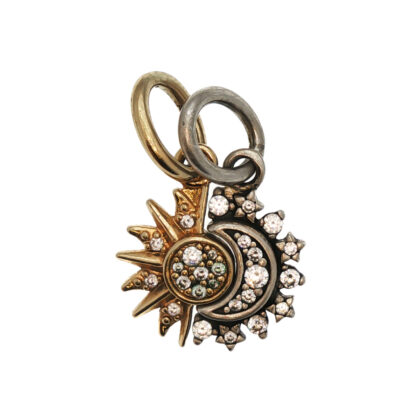 Pandora Splitable Sun & Moon Dangle Charm | 14k Gold Plated Sun & Sterling Silver Moon #69036