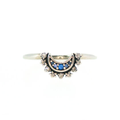 Pandora Sterling Silver Celestial Blue Sparkling Moon Ring | Size N / 54 | Hallmarked S925 ALE | 1.9g #69034