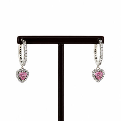 Pandora Sterling Silver Sparkling Halo Heart Hoop Earrings #70121