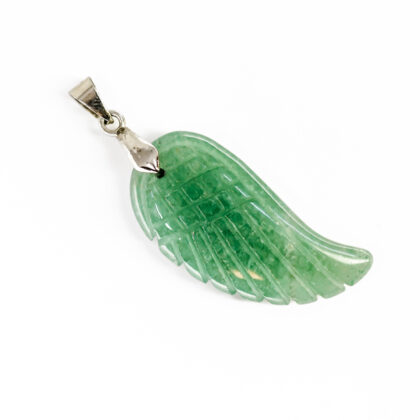 Stainless Steel Carved Jadeite Angel Wing Pendant | 6.2g #69975