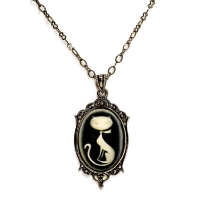 Stainless Steel Cat Cameo Pendant Necklace | 75cm | 9.3g #69976