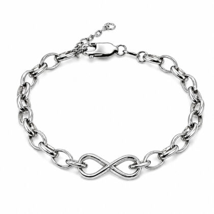 Sterling Silver Infinity Bracelet | Adjustable 17–20cm | Hallmarked 925 | 9.3g #70189