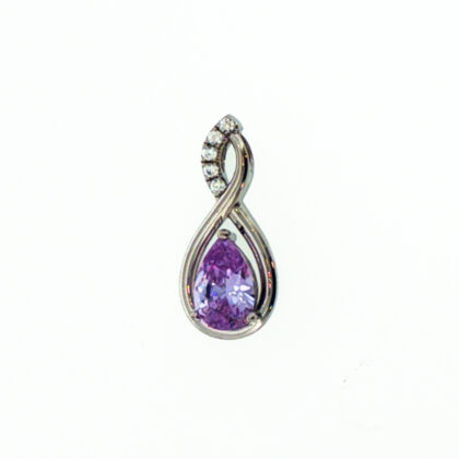 Sterling Silver Purple & White CZ Infinity Drop Pendant | 22mm | 2.1g #70144-1