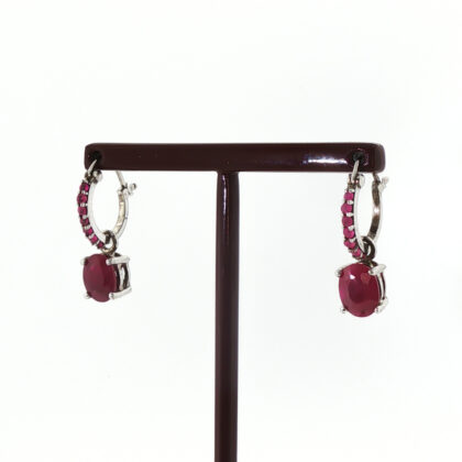 Sterling Silver Ruby Oval Drop Earrings | 925 #70296