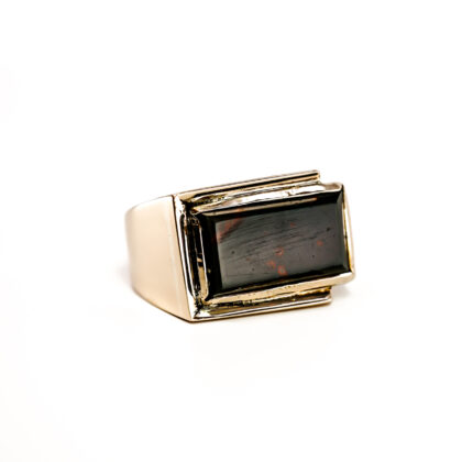 Vintage 14ct Yellow Gold Bloodstone Signet Ring Size S½ 22.6 x 15.3mm #70362