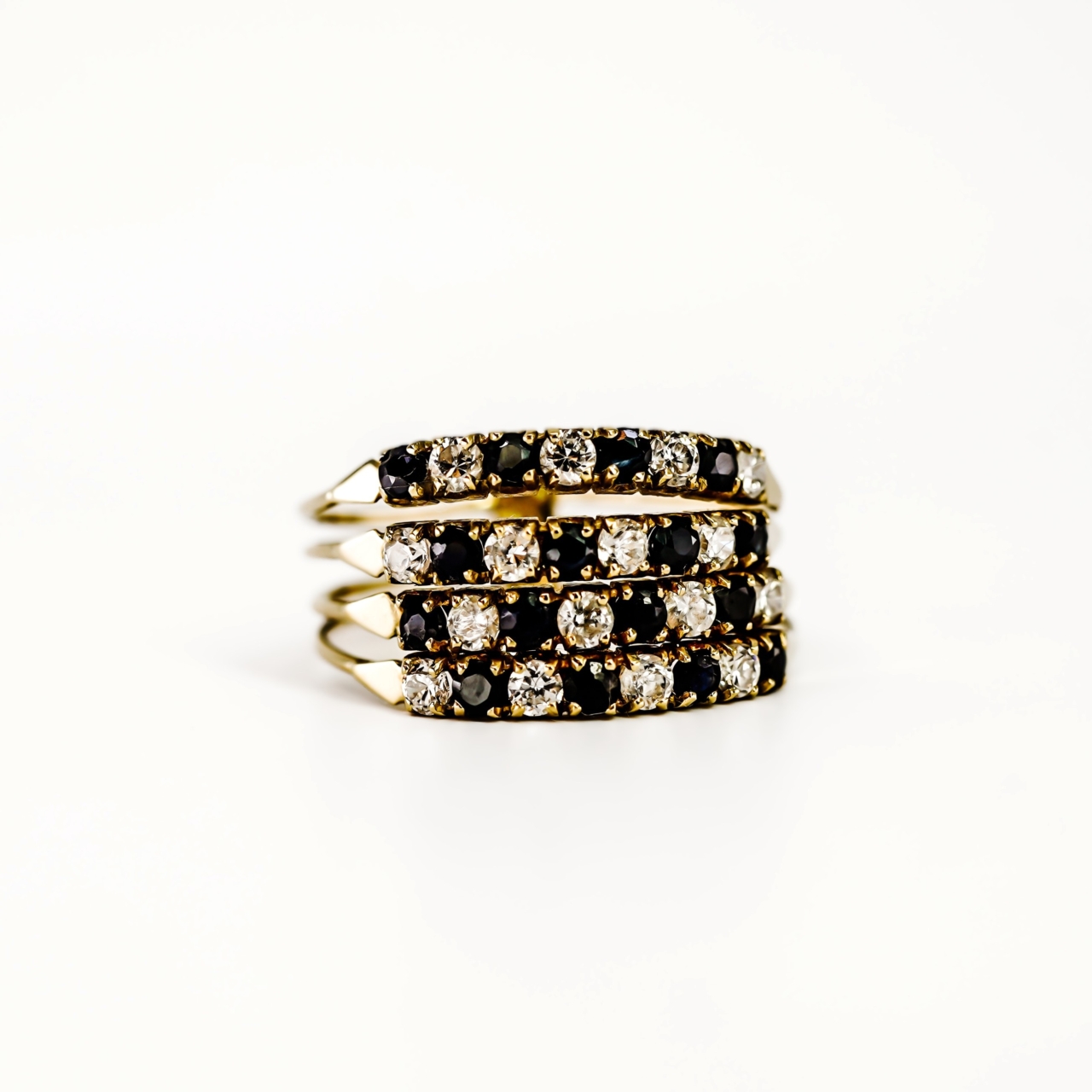 Vintage 18ct Yellow Gold Sapphire & CZ Multi-Row Ring | Size R | 4.3g | Hallmarked 750 #70241 - Image 3