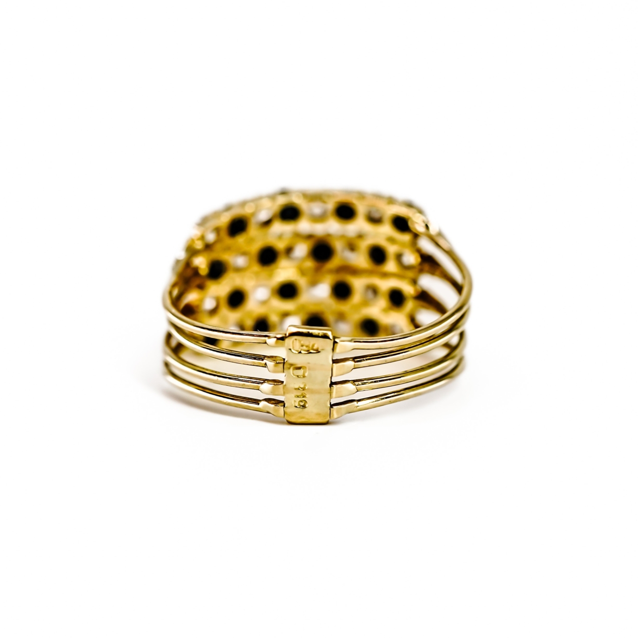 Vintage 18ct Yellow Gold Sapphire & CZ Multi-Row Ring | Size R | 4.3g | Hallmarked 750 #70241 - Image 5
