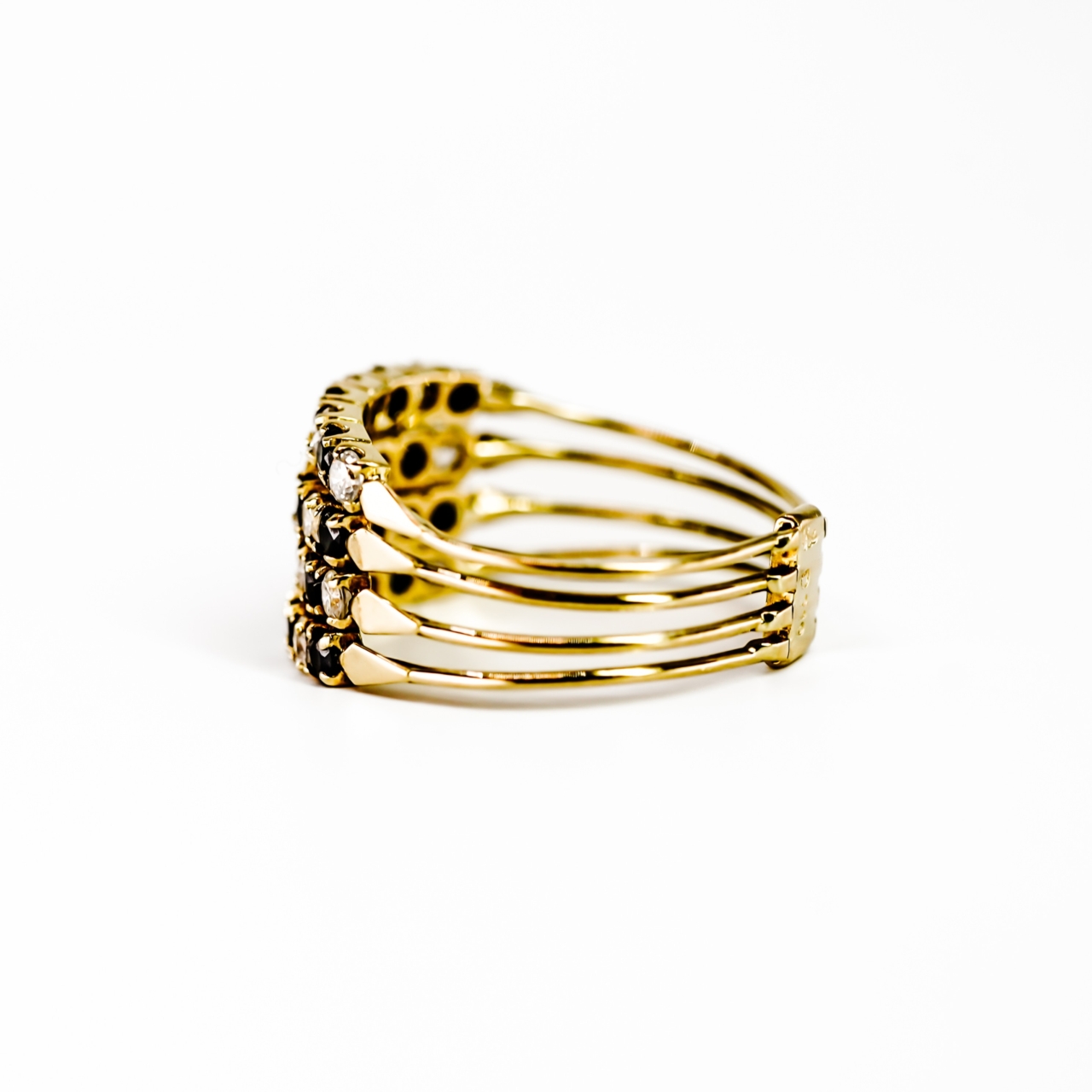 Vintage 18ct Yellow Gold Sapphire & CZ Multi-Row Ring | Size R | 4.3g | Hallmarked 750 #70241 - Image 6