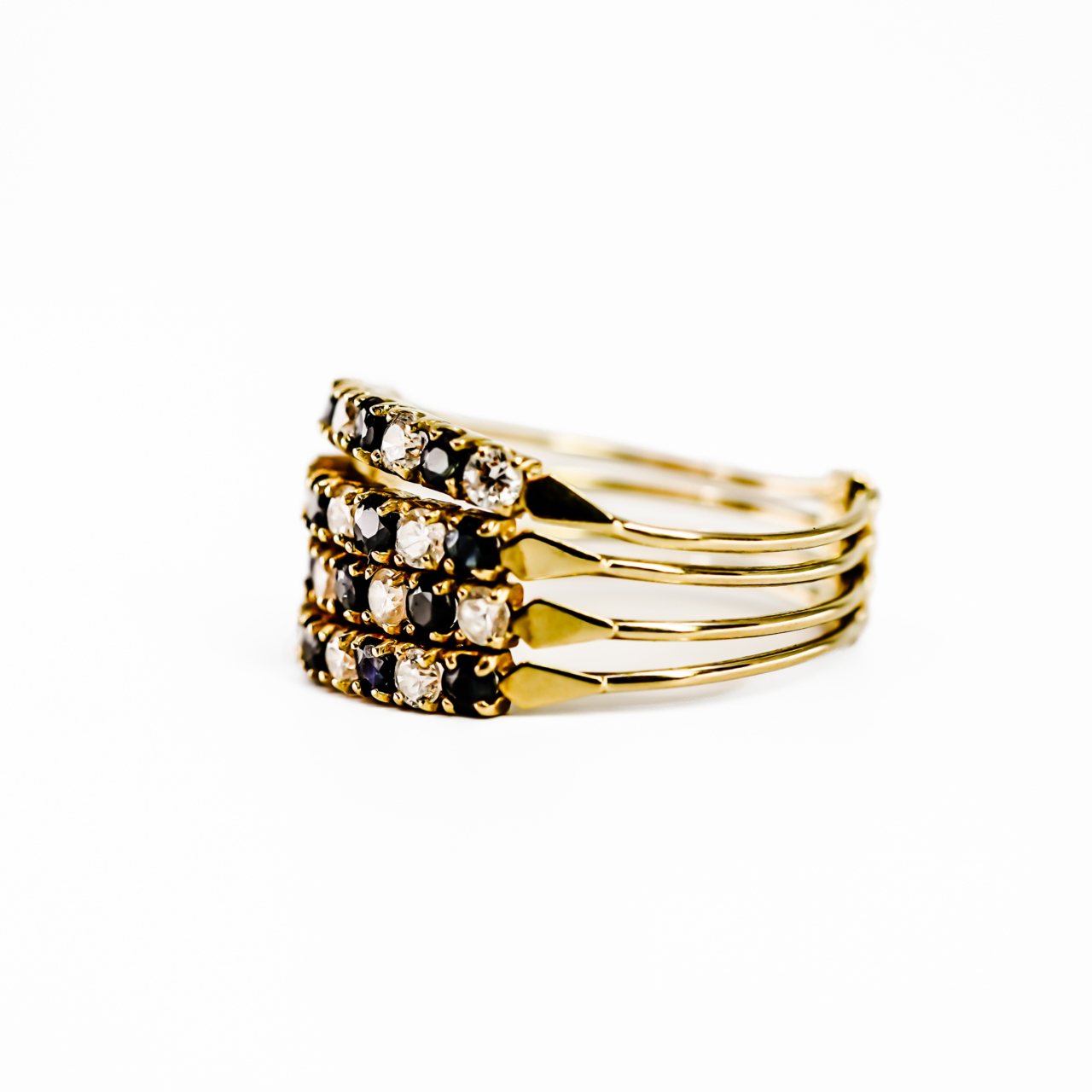 Vintage 18ct Yellow Gold Sapphire & CZ Multi-Row Ring | Size R | 4.3g | Hallmarked 750 #70241 - Image 7