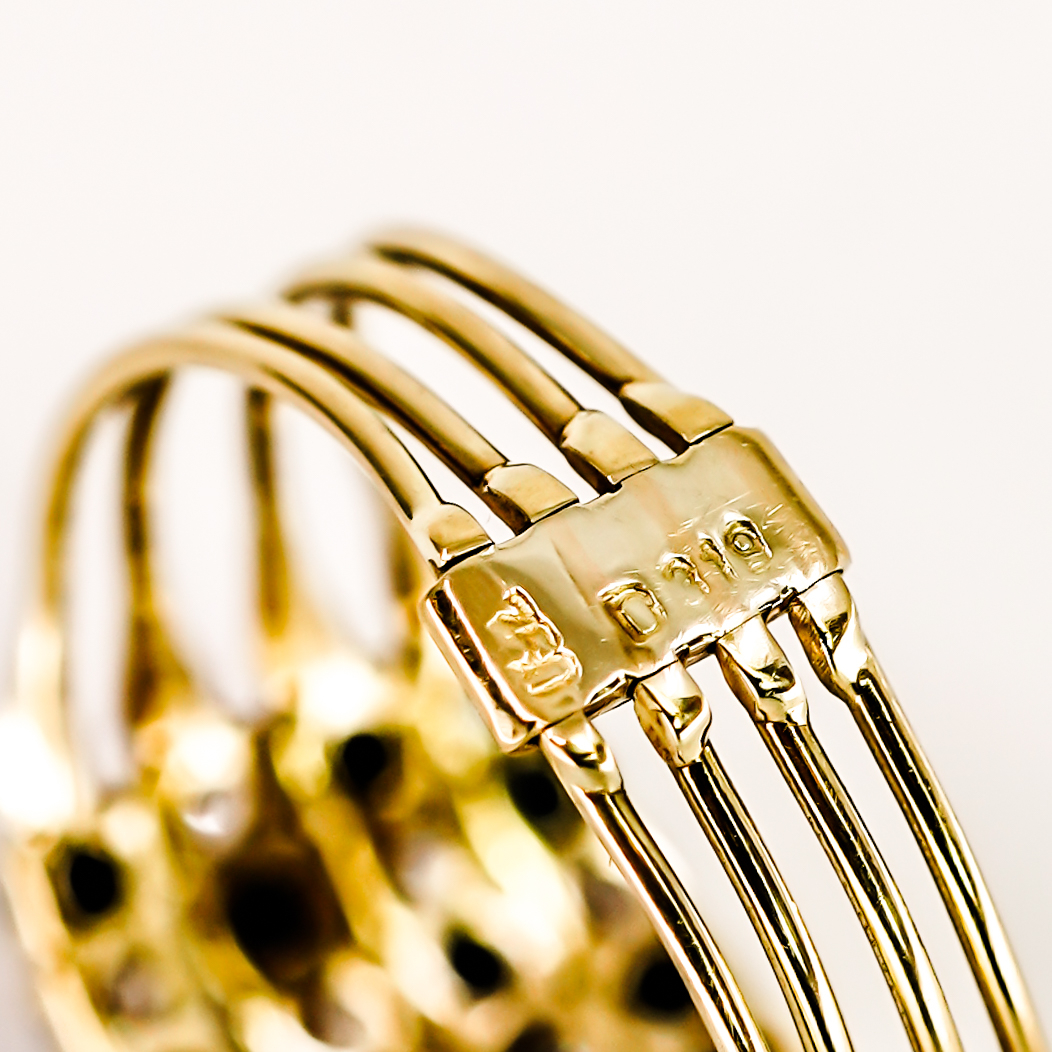 Vintage 18ct Yellow Gold Sapphire & CZ Multi-Row Ring | Size R | 4.3g | Hallmarked 750 #70241 - Image 11