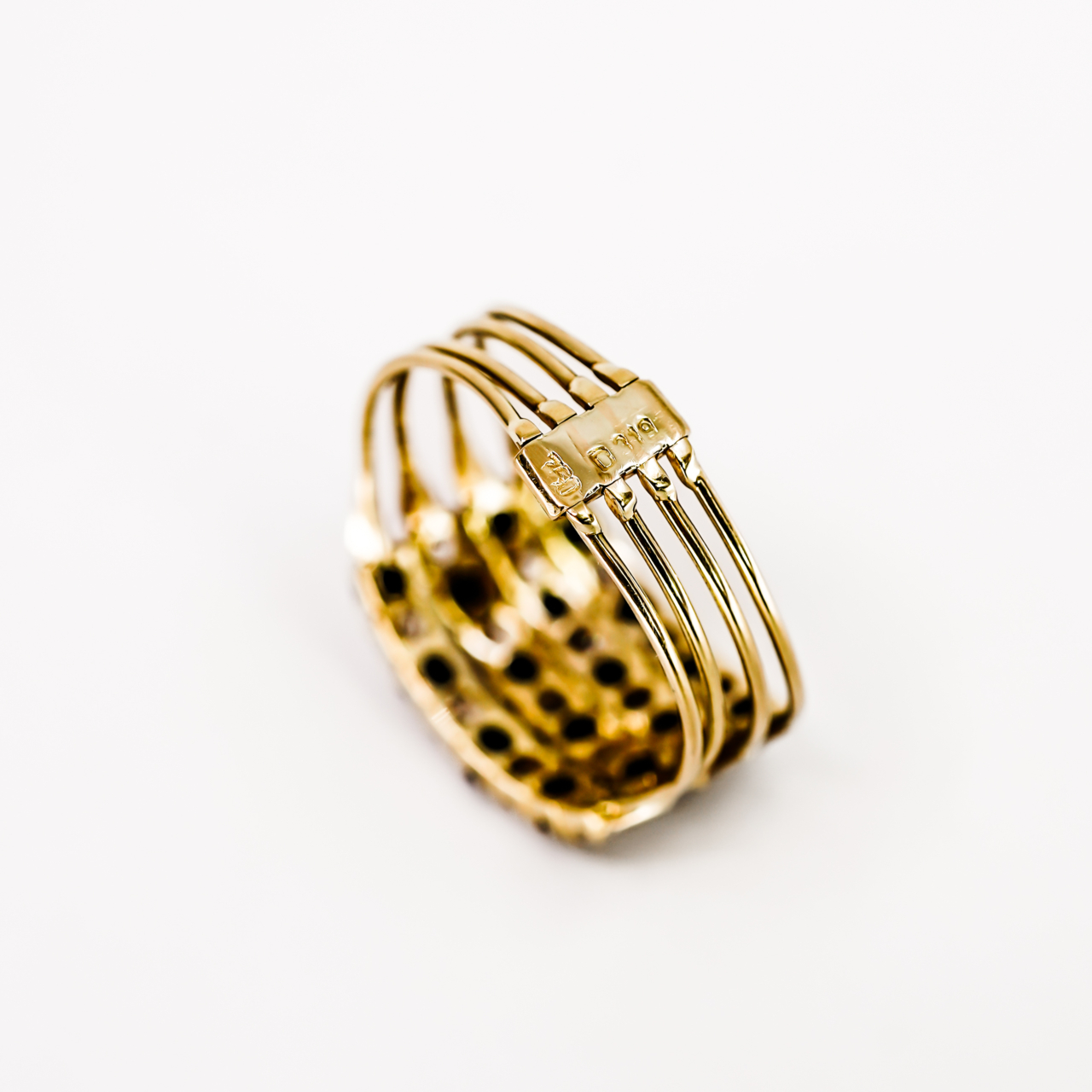 Vintage 18ct Yellow Gold Sapphire & CZ Multi-Row Ring | Size R | 4.3g | Hallmarked 750 #70241 - Image 10