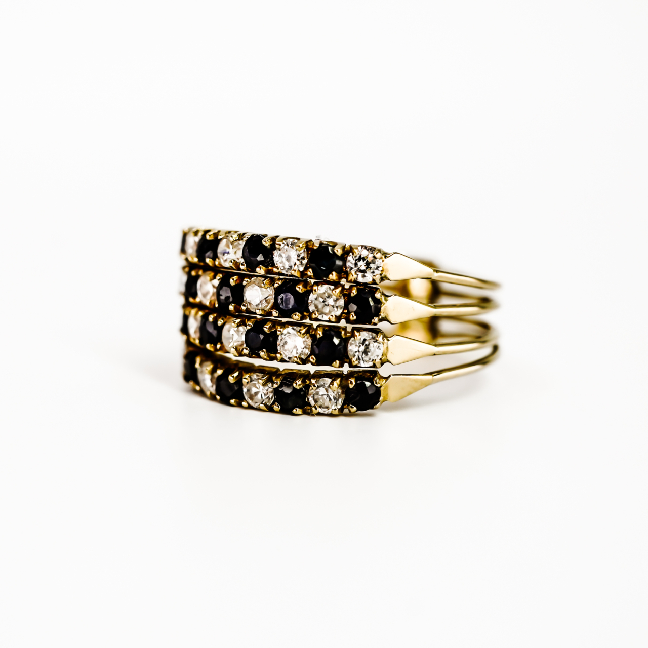 Vintage 18ct Yellow Gold Sapphire & CZ Multi-Row Ring | Size R | 4.3g | Hallmarked 750 #70241 - Image 8