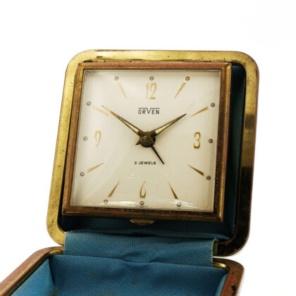 Vintage Orven 2-Jewel Travel Alarm Clock | Folding Case | Made in Germany #69885