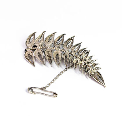 Vintage Sterling Silver Filigree Leaf Brooch | 58mm | Hallmarked 925 | 5.8g #69871
