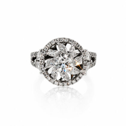 Visit Monty's 18ct White Gold Diamond Floral Cluster Ring Size K½ 7.2g Valued $7,920 #70439