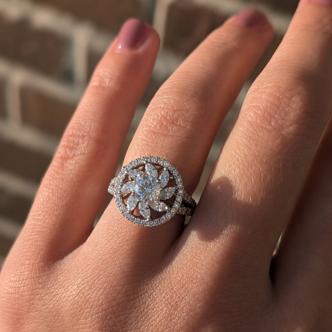 18ct White Gold Diamond Floral Cluster Ring Size K½ 7.2g Valued $7,920 #70439 18ct White Gold Diamond Floral Cluster Ring Size K½ 7.2g Valued $7,920 #70439 - Image 2