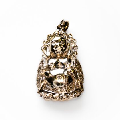 14ct White Gold Diamond Laughing Buddha Pendant #70462