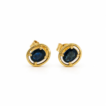 Monty's 14ct Yellow Gold Blue Sapphire Oval Stud Earrings #70490