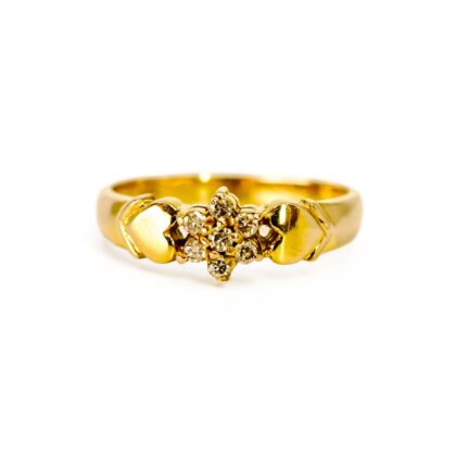14ct Yellow Gold Diamond Flower Ring | Size M #70824