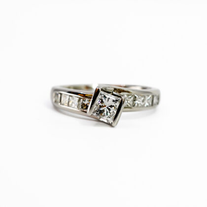 18ct White Gold 0.97ct TDW Princess Cut Diamond Ring | Size M | Valued at $5,800 #69981