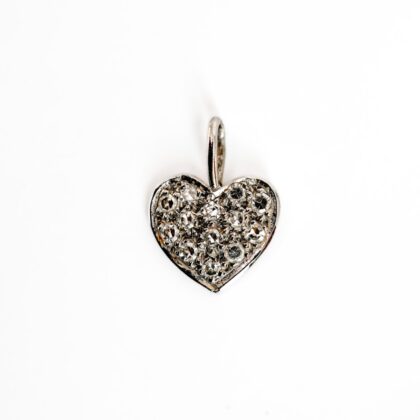 18ct White Gold Diamond Heart Pendant Natural Diamond Love Charm #70826