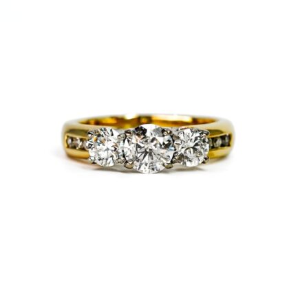 18ct Yellow Gold 1.50ct TDW Diamond Trilogy Ring | Valued at $6,590 | Size M½ #70873