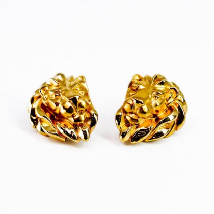 18ct Yellow Gold Lion Head Stud Earrings 7.8g 750 #70789