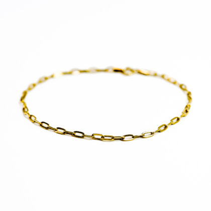 18ct Yellow Gold Paperclip Link Bracelet | Hollow | 19cm #70656