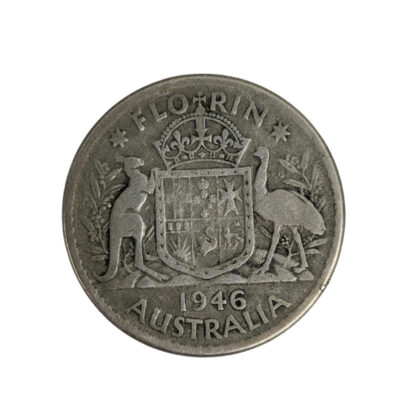 1946 Australian Florin Coin | 50% Silver | King George VI #69199