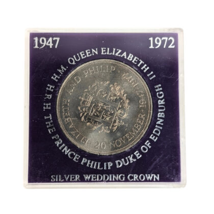 Monty's 1972 Silver Wedding Crown Coin In Presentation Case 1947-1972 Queen Elizabeth II & Prince Philip #70667