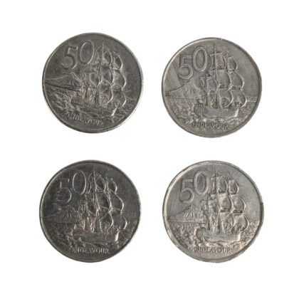 Monty's 4x New Zealand 50 Cent Coins | Queen Elizabeth II | 1967, 1978, 1979 & 1980 #64292-44