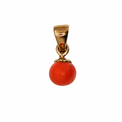 Monty's 9ct Yellow Gold Coral Bead Pendant #70498