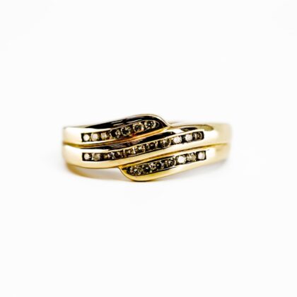 9ct Yellow Gold Diamond Dress Ring | 2.6g | Multi-Stone Diamond Set | Size O #70691