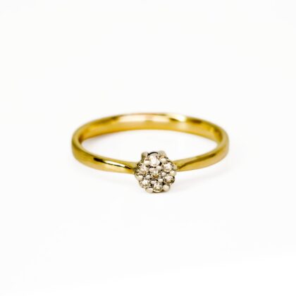 9ct Yellow Gold Diamond Flower Cluster Ring | Size O | 1.6g #70942