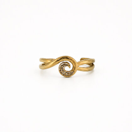 9ct Yellow Gold Diamond Toe Ring | Adjustable Open Band | Swirl Design #70940
