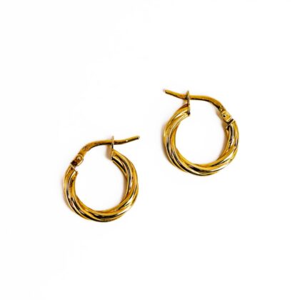 Monty's 9ct Yellow Gold Hollow Hoop Earrings | Twisted Design | 15.3mm | 0.8g #70625