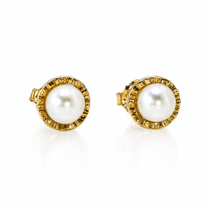 9ct Yellow Gold Pearl Stud Earrings #70492