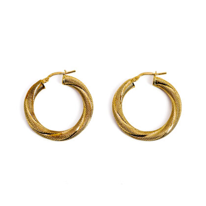 Monty's 9ct Yellow Gold Twisted Hoop Earrings | Textured Finish #70944