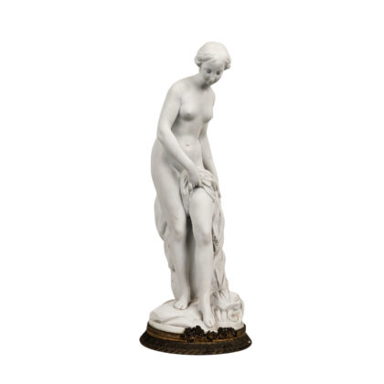 Antique Style Sevres Bisque Porcelain Bather Figurine | Falconet After | France | Bronze Base #44964