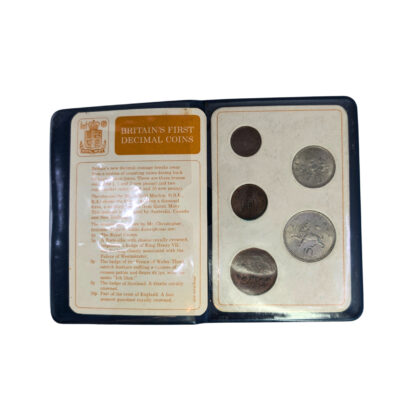Britain's First Decimal Coins 1971 Royal Mint Uncirculated 5 Coin Set in Original Sleeve #64292-46